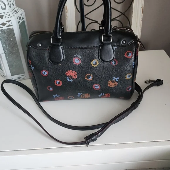 Coach Bennett Black Floral Women's Satchel Bag - Picture 6 of 6